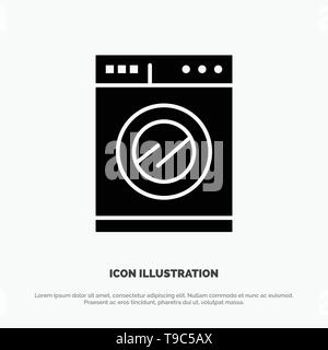 Cocina, máquina de lavar, Glyph icono negro sólido Ilustración del Vector