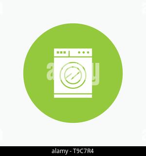 Cocina, máquina de lavar, Glyph icono blanco Ilustración del Vector