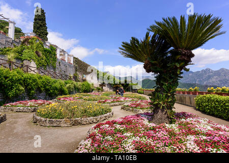 Villa Rufolo jardín formal en Ravello, en la provincia de Salerno, en el sur de Italia