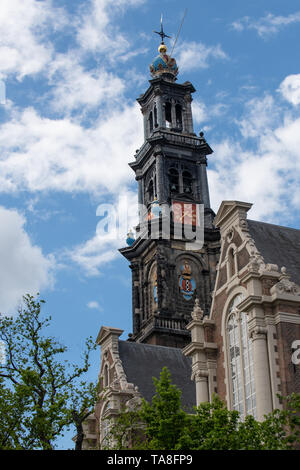 Iglesia Westerkerk Amsterdam Holanda - Iglesia de estilo renacentista - arquitectura renacentista por Hendrick de Keyser iglesia calvinista spire Foto de stock