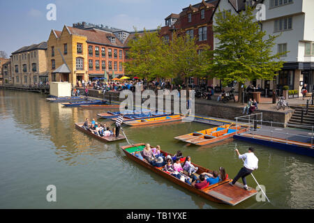 Navegar por el río Cam, Cambridge, Inglaterra, Reino Unido.