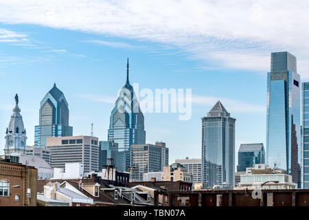 Philadelphia, Pennsylvania, EE.UU., Diciembre 2018 - Classic vista del horizonte y el comienzo os los edificios
