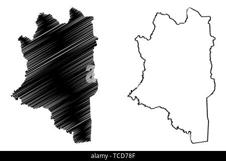 Montagnes District (Costa de Marfil, República de Côte dIvoire) mapa ilustración vectorial, scribble sketch Montagnes mapa Ilustración del Vector