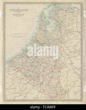 Reino de los Países Bajos y Bélgica. Provincias. Holland. 1874 SDUK viejo mapa Foto de stock