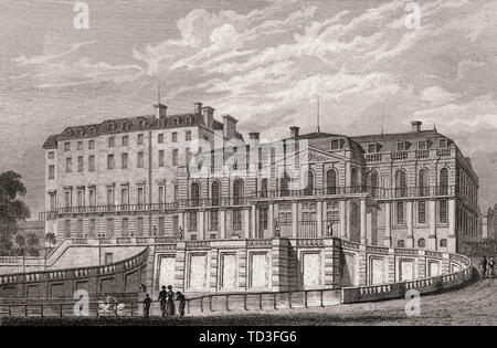 Château de Saint-Cloud, Hauts-de-Seine, París, antiguos grabados de acero, 1831 imprimir Foto de stock