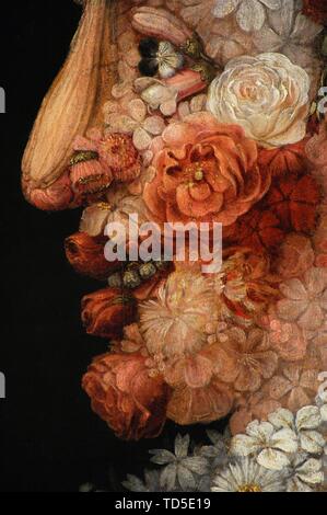 Giuseppe Arcimboldo (1527-1593). Pintor italiano. La Primavera, hacia 1563. Detalle. Óleo sobre tabla. 0,66 x 0,50 m. Real Academia de Bellas Artes de San Fernando. Madrid. España. Foto de stock