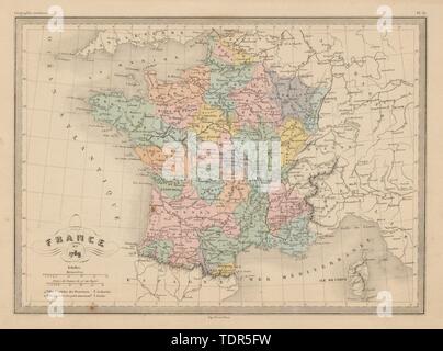 Francia en 1789. Francia en 1789 en las provincias. De Malte BRUN c1871 antigüedades mapa Foto de stock
