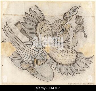 Garuda volando a través del Aire (imagen 1 de 3); India, Rajasthan, Bundi, circa 1750-1775 dibujos tinta y acuarela opaca sobre papel 24 1/4 x 27 3/8 pulgadas. (61.59 x 69.53 cm) Regalo de Paul F. Walter (M.79.191.24) Arte del Sur y del Sureste Asiático; entre circa 1750 y circa 1775 fecha QS:P571,+1750-00-00T00:00:00Z/7,P1319,+1750-00-00T00:00:00Z/9,P1326,+1775-00-T001400; P0014:00