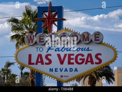 El famoso Bienvenido a la fabulosa Las Vegas signo, Las Vegas Boulevard, Las Vegas, Nevada, EE.UU.