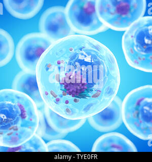 Ilustración 3d de una célula humana