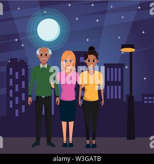 Viejo padre de familia con hijas adultas Imagen Vector de stock - Alamy