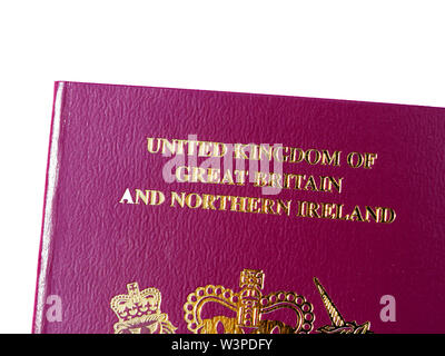 Londres, Reino Unido: Julio 14, 2019: El nuevo pasaporte británico del Reino Unido de Gran Bretaña e Irlanda del Norte, cuando Gran Bretaña abandone la Unión Europea. Foto de stock