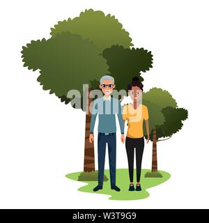 Viejo padre de familia con adultt hija e hijo Imagen Vector de stock - Alamy