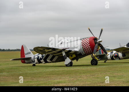 P47 Thunderbolt en el espectáculo aéreo Flying Legends en Duxford Foto de stock