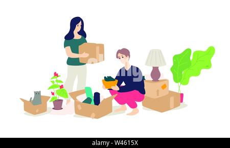 Artículos Para El Hogar, Productos Para El Hogar En Los Estantes.  Ilustración Plana Ilustraciones svg, vectoriales, clip art vectorizado  libre de derechos. Image 52768599