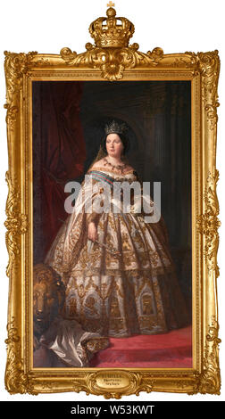 La reina Isabel II, Isabel II (1830-1904), a la derecha, la Reina de España, capitán del rey Francisco de España, pintura, óleo sobre lienzo, altura 253 cm (99,6 pulgadas), Ancho 140 cm (55,1 pulgadas)