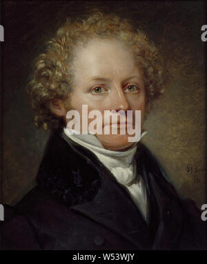 Johan Gustaf Sandberg, Per Daniel Amadeus Atterbom, 1790-1855, pintura, retrato, 1831, óleo sobre panel, altura 23 cm (9 pulgadas), ancho 19 cm (7.4 pulgadas), firmado, JG, Sandberg 1831 Foto de stock