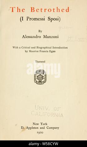 Los novios (I promessi sposi) : Manzoni, Alessandro, 1785-1873 Foto de stock
