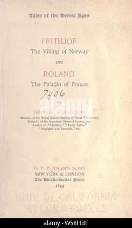 Frithjof, el vikingo de Noruega, y Roland, el paladín de Francia; : Ragozin, Zénaïde A. (Zénaïde Alexeïevna), 1835-1924