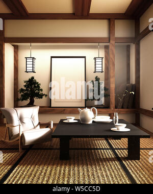 Maqueta Japón habitación con suelo de tatami y decoración estilo japonés  fue diseñado en estilo japonés.3D rendering Fotografía de stock - Alamy