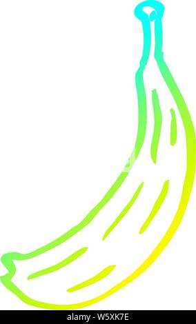 Dibujo de la línea de gradiente en frío de una historieta banana Ilustración del Vector