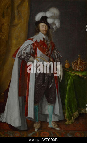 Retrato del Rey Carlos I de Inglaterra (1600-1649), en la túnica de la orden de la Liga. Foto de stock