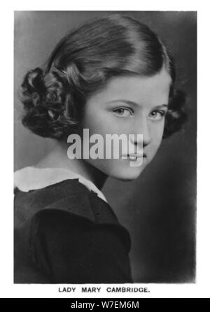 'Lady Mary Cambridge', de 1937. Artista: Desconocido. Foto de stock