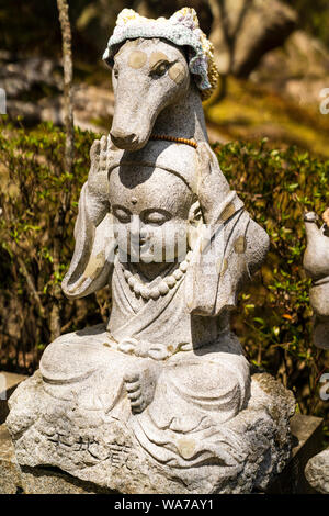 Monje budista japonés sentado en el porche de Zuiho en templo Zen