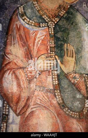 Abu Gosh Monasterio Benedictino. Los frescos fueron pintados por un artista Byzantin entre 1150 y 1175. Jerusalén. Israël. Foto de stock