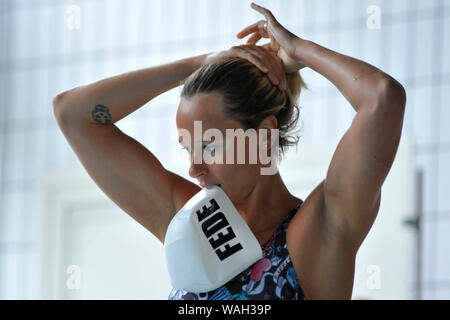 Federica Pellegrini durante el Grand Prix Internacional de Natación que se celebró en el Estadio de natación de Caserta (CE) a 05/25/2019 Foto de stock