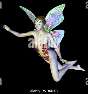 Imagen renderizada digitalmente de un hada con alas de mariposa