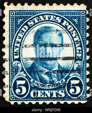 Estados Unidos de América: circa 1923: un sello impreso en los Estados Unidos de América muestra Theodore Roosevelt, el 26º Presidente de Estados Unidos, 1901-1909 circ. Foto de stock