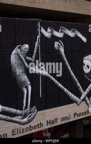 Ilustraciones por la flema sobre las paredes del centro Southbank Foto de stock