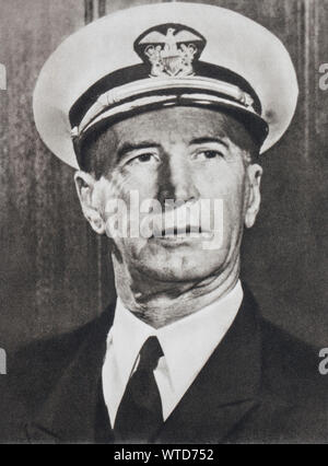 El almirante Ernest King (1878 - 1956) fue Comandante en Jefe de la flota de los Estados Unidos (COMINCH) y el Jefe de Operaciones Navales (CNO) durante la Segunda Guerra Mundial. Foto de stock