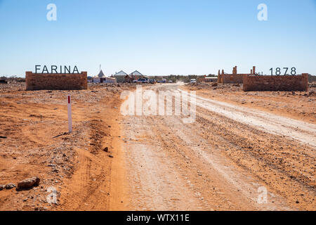 El outback desierta ciudad de Farina, actualmente está parcialmente restaurado por un equipo de voluntarios Foto de stock