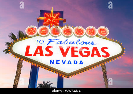 Las Vegas, Nevada, EE.UU. en la pantalla de bienvenida a Las Vegas Sign.