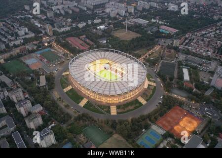 Estadio Nacional de Bucarest drone Foto de stock