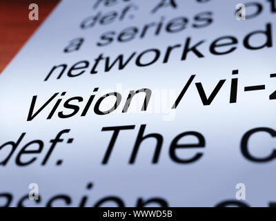 Visión Definición Closeup muestra visión o metas futuras Foto de stock