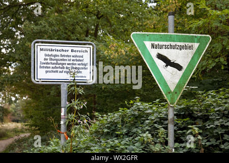 Zona Militar y Reserva Natural de signos, Wahner Heide, Troisdorf, Alemania, Europa Foto de stock