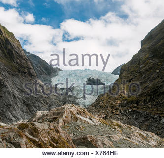 Lengua glaciar, el glaciar Franz Josef, West Coast, Southland, Nueva Zelanda