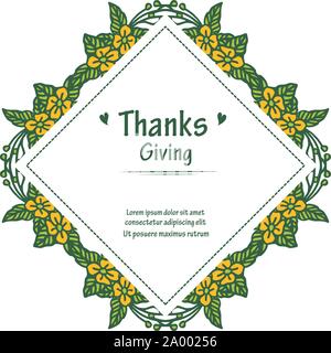 Lettre de grâce, avec jaune naturel floral frame. Vector Illustration de Vecteur