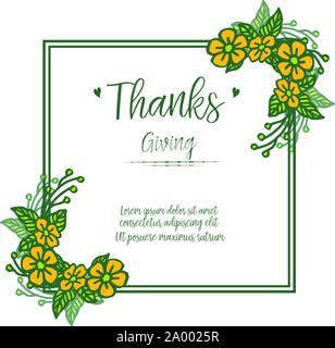 Lettre de grâce, avec jaune naturel floral frame. Vector Illustration de Vecteur