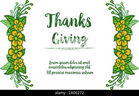 Lettre de grâce, avec jaune naturel floral frame. Vector Illustration de Vecteur