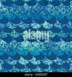 Modèle vectoriel continu texturé avec les vagues de l'océan Illustration de Vecteur