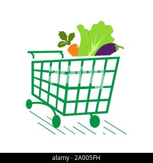 Panier de légumes sur le logo d'épicerie design illustrations vecteur symbole icône Illustration de Vecteur