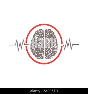 Logo cerveau choc idée pense pouvoir remue-méninges concept design modèle vecteur silhouette Illustration de Vecteur