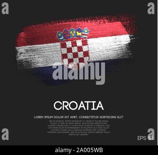 Croatie Drapeau effectué de scintiller vecteur peinture pinceau Illustration de Vecteur