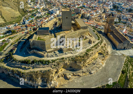 Alcaudete château vue panoramique vue aérienne en Andalousie Espagne Banque D'Images