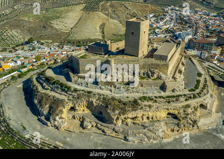 Alcaudete château vue panoramique vue aérienne en Andalousie Espagne Banque D'Images