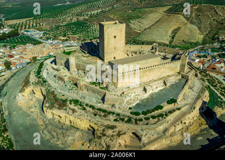 Alcaudete château vue panoramique vue aérienne en Andalousie Espagne Banque D'Images